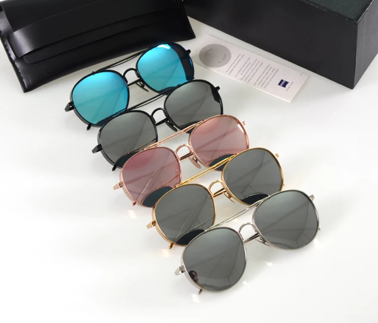 

Big Bully Sunglasses Vintage Women Men Korea Brand Design Gentle Sunglasses Mirror titanium metal With V Logo And Original Box