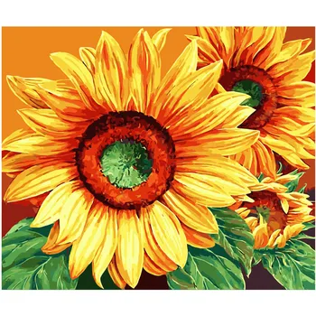 

Painting By Numbers DIY Dropshipping 40x50 50x65cm sunflower Flower basket Flower Canvas Wedding Decoration Art picture Gift