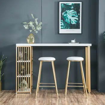 

120*40*110cm Golden Iron Casting Metal Bar Counter Tall Coffee Pub Drink Table Chair Barstool Seat Home Dinning Room Furniture
