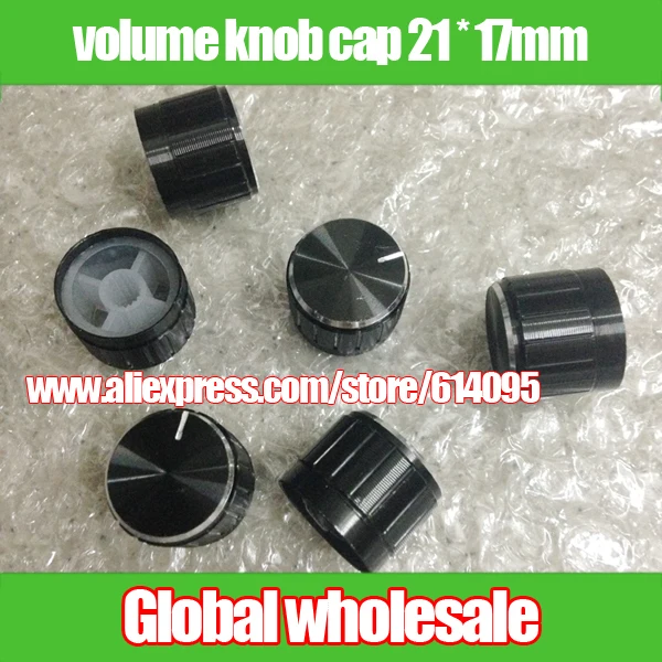 

50pcs aperture of 6mm aluminum potentiometer knob switch / volume knob cap 21 * 17mm black gold