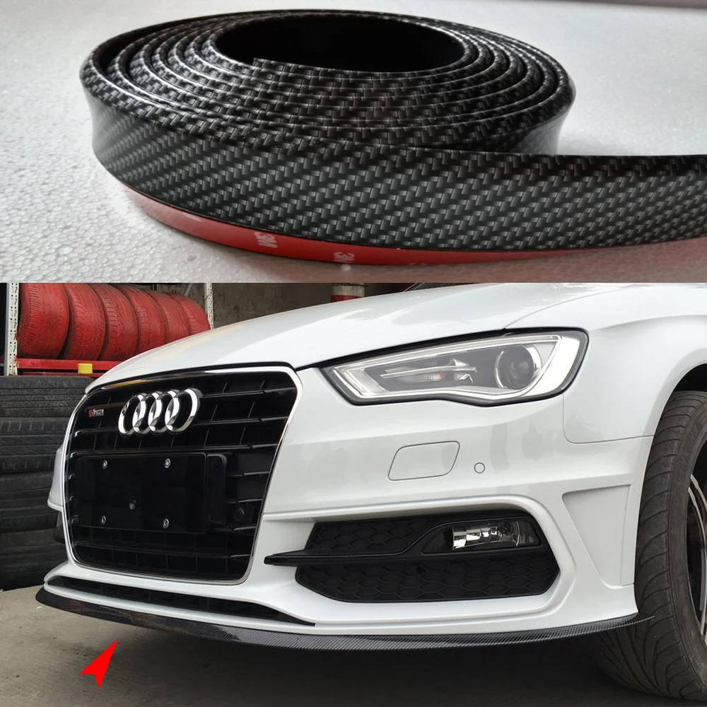 

9PCS Universal PU Carbon Fiber Boky Kit ,Front lip, Side Skirt Trim 2.5 Meters for Audi BMW VW Benz Toyota Infiniti Mitsubishi
