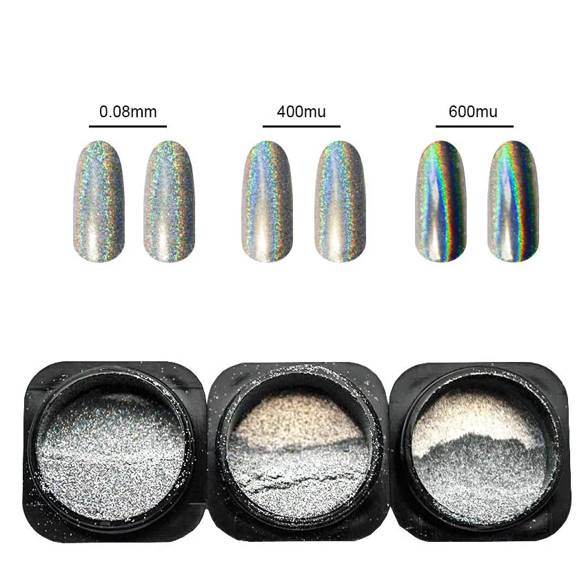Радужные зеркальные Блестки для ногтей, блестящие голографические ногти, пылезащитная Лазерная Голография, пигментные серебряные украшения 4SSF3013