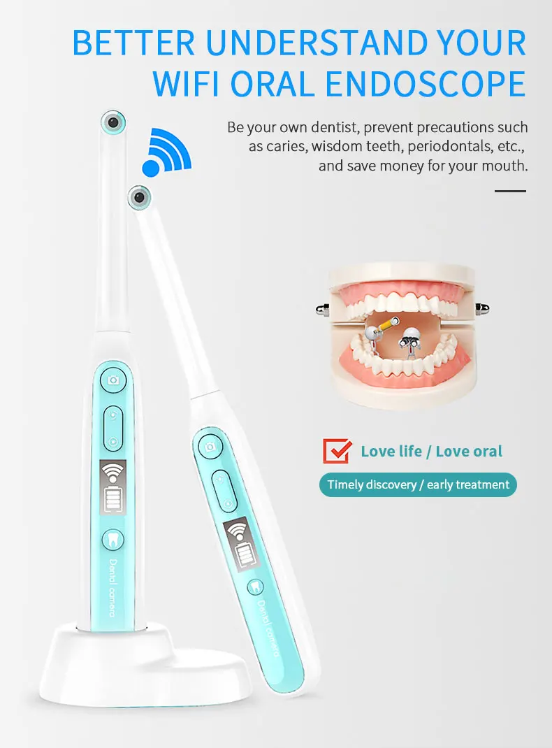 Vídeo para Ios Inspeção de Dentes sem Fio wi Endoscópio Dental Oral Ajustável Luzes Led Câmera Intraoral hd Android fi 8 5 8 ajustável luzes led câmera intraoral hd