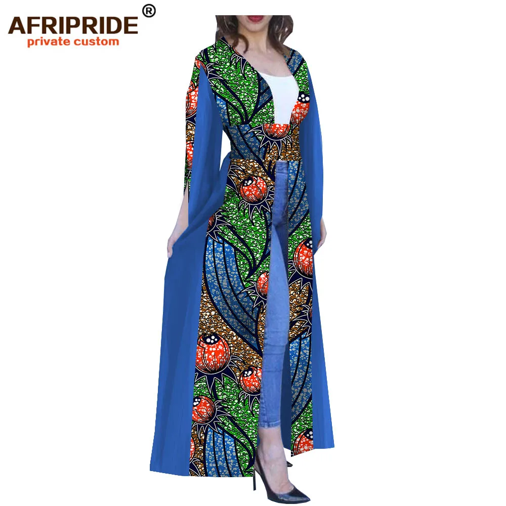 African style ankara print casual coat for women AFRIPRIDE full sleeves ankle length women coat with sashes A1924006