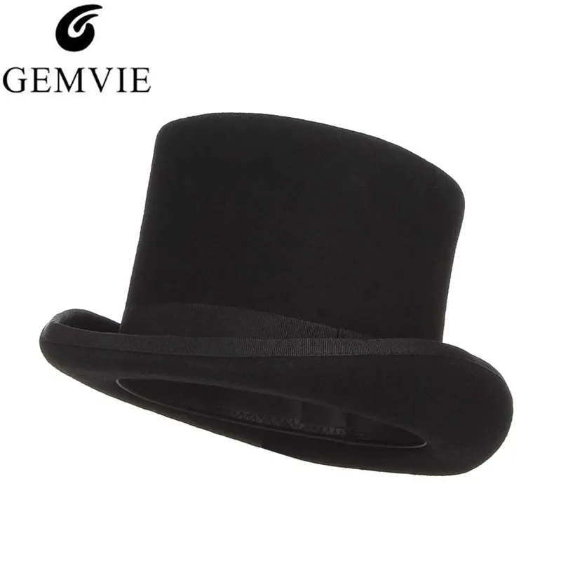 Цилиндр GEMVIE мужской 13 5 см wool top hat top hatmagic cap | Мужские фетровые шляпы -32830219576
