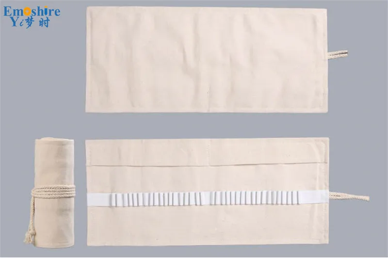 Emoshire Natural color cloth curtain 1224364872 hole sketch color lead creative pencil case simple wind canvas pen box (1)