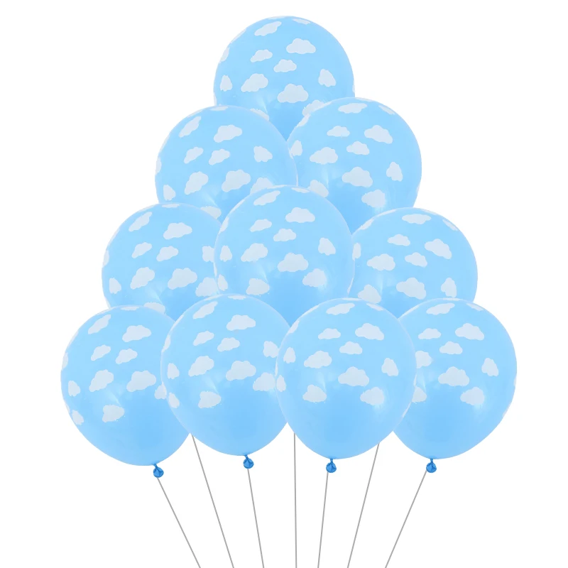 10pcs 12 Blue White Cloud Balloons Birthday Wedding Decor Hawaii
