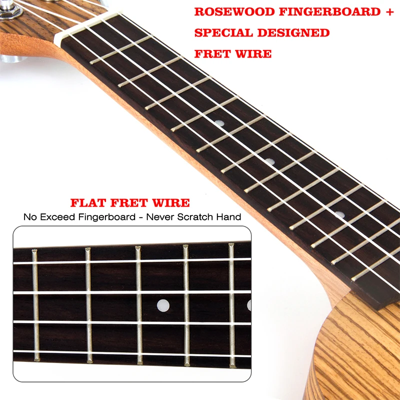 Kmise сопрано Гавайские гитары укулеле Ukelele Uke Zebrawood 21 дюймов начинающих комплект с Gig Bag тюнер ремень струны Capo медиаторы 9 Аксессуары