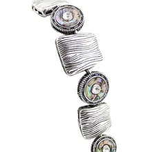 Винтажный античный серебряный этнический стиль Абалон ракушка моллюск водная дрель браслет с кристаллами для женщин предложение Прямая поставка