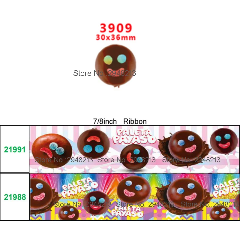 

printed cartoon chocolate grosgrain ribbon and resin sets 7/8inch 50yard ribbon and 50pcs resin 1sets REB439