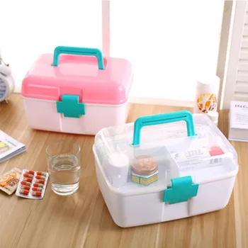 

Creative Plastic Storage Box Multi-Function Modern Environmental Protection Home Multipurpose Double-Layer Portable Medicine Box