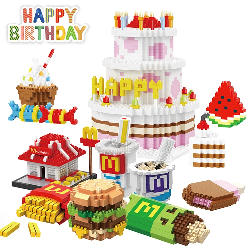 

Diamond NO compatible decoration food nano cake sets building kits mini micro blocks kids toys bricks Birthday gifts