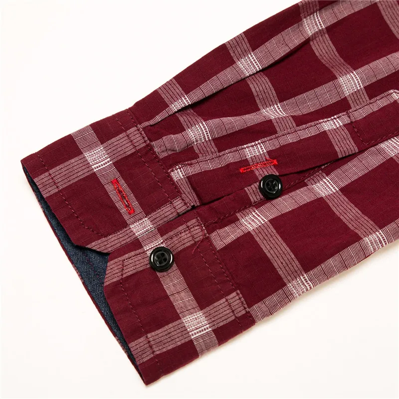 Casual Men's Long Sleeve Plaid Dress Shirt Cool Classic 100% Cotton Male Social Work Business Dress Shirt Tops Camisa Masculina (11)