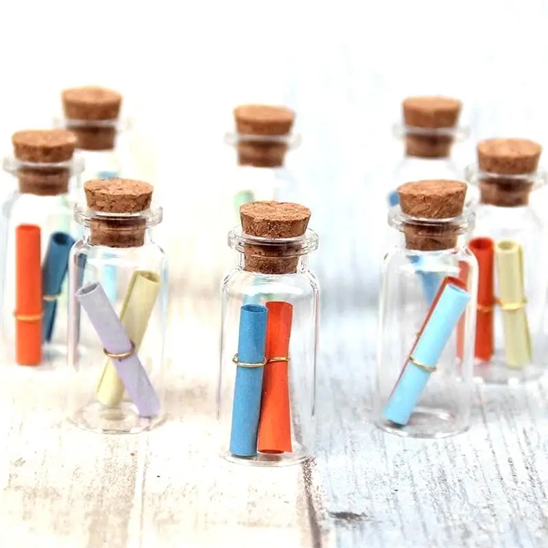 

25pcs Clear Small Mini Glass Jars With Cork Stoppers DIY Wish Bottles Home Decor Crafts Message Weddings Wish Party Favors A3