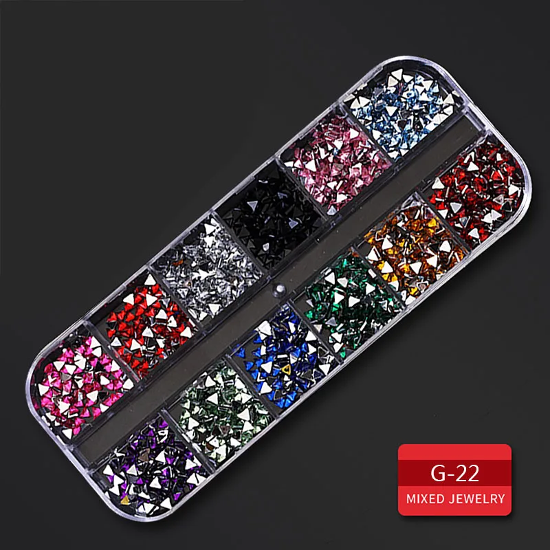 MORDDA, многоразмерные Стразы для ногтей, 3D кристалл, AB, стеклянные камни для ногтей, смешанные цвета, сделай сам, украшения для ногтей, золотые, серебряные стразы - Цвет: G-022
