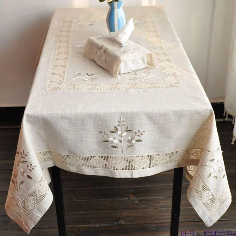 Embroidery Tablecloth Linen Embroidery Table Cover 110x110cmin