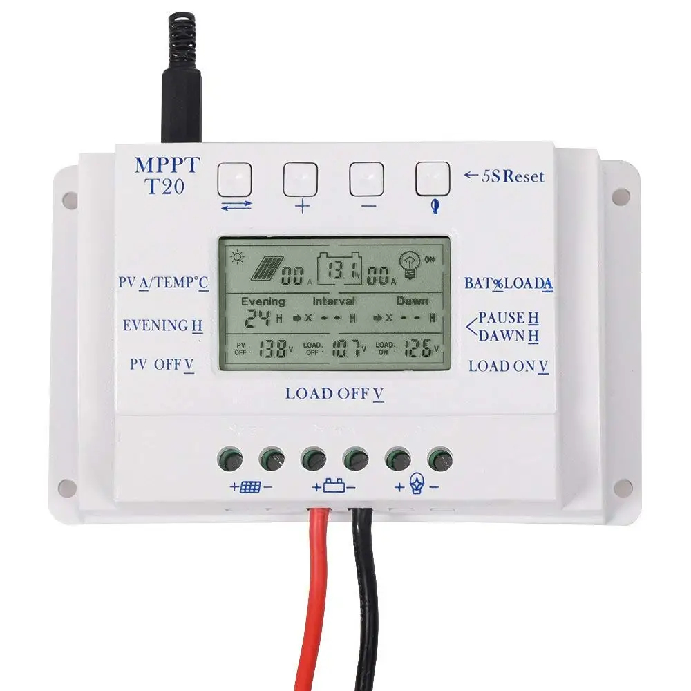 

LCD 20A 12V 240W / 24V 480W MPPT Solar Panel Regulator Charge Controller 3 Periods
