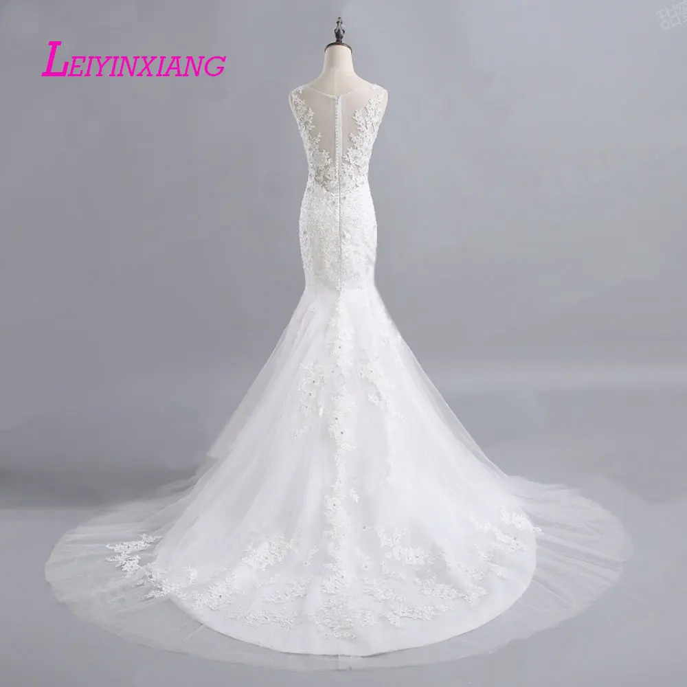 

leiyinxiang 2019 Wedding Dress Vestido De Noiva Sereia Robe Sexy Mermaid Lace Luxury Bride Dress Berta Bridal Beaded Spaghetti