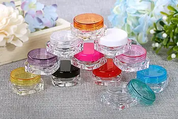 

100pcs/lot Multi Colors (3cc 3ml 3g) or (5cc 5ml 5g) Square Bottom Plastic Cream Jar Cosmetics Container Display Sample Jars