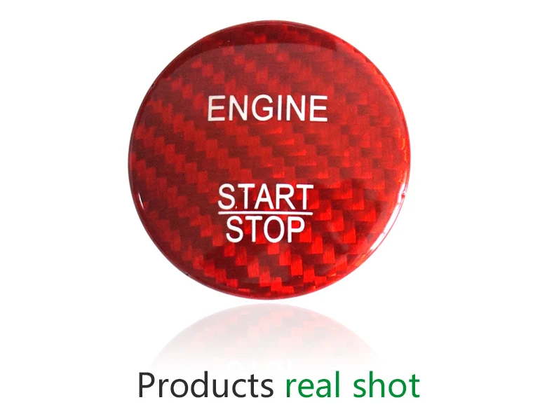 Airspeed Real Carbon Fiber Engine Start Button Cover Stickers Decor for Mercedes Benz C GLC W205 X253 C63 red black Car-styling  (4)
