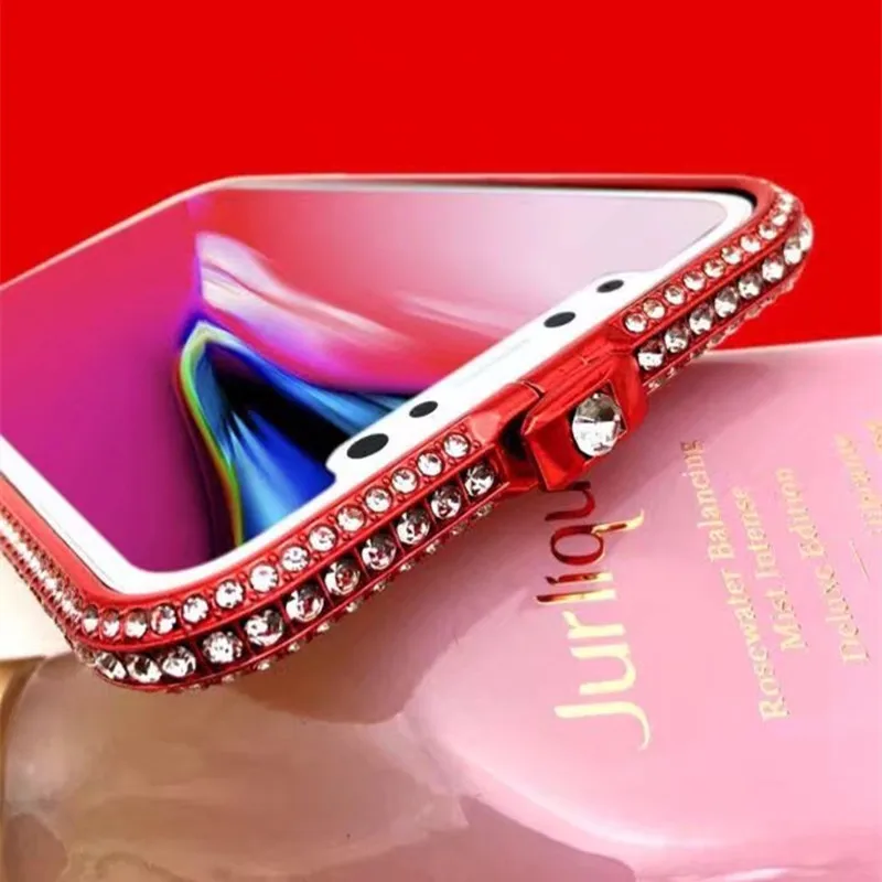 

For iPhone X Luxury Bling Metal Crystal Rhinestone bumper Crown Diamond Case Aluminum Frame For iphone 6 6S 6Plus 7 7 Plus