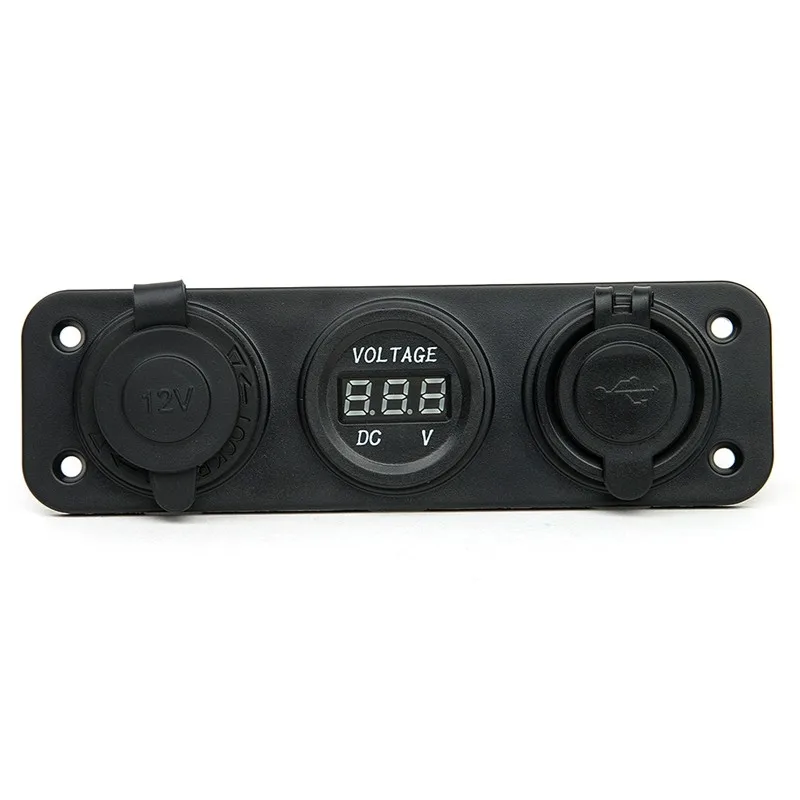 Автомобиль Зарядное устройство мотоцикл Plug Dual USB адаптер+ 12 В/24 В гнездо прикуривателя синий светодио дный+ цифровой вольтметр мобильного телефона
