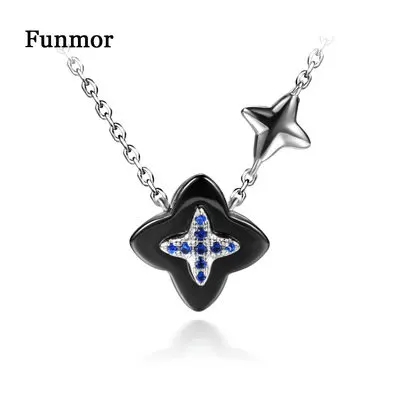 Funmor Star Ceramic Pendant 925 Sterling Silver Jewelry AAA Zircon For Women Lady Wedding Activity Decoration Ornaments Gifts | Украшения и