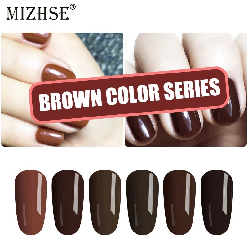 

MIZHSE 7ml UV Nail Gel 2019 New Arrival Primer Coffee Color Series Gel Varnish Soak Off UV LED Hybrid Nails Art Gel Nail Polish