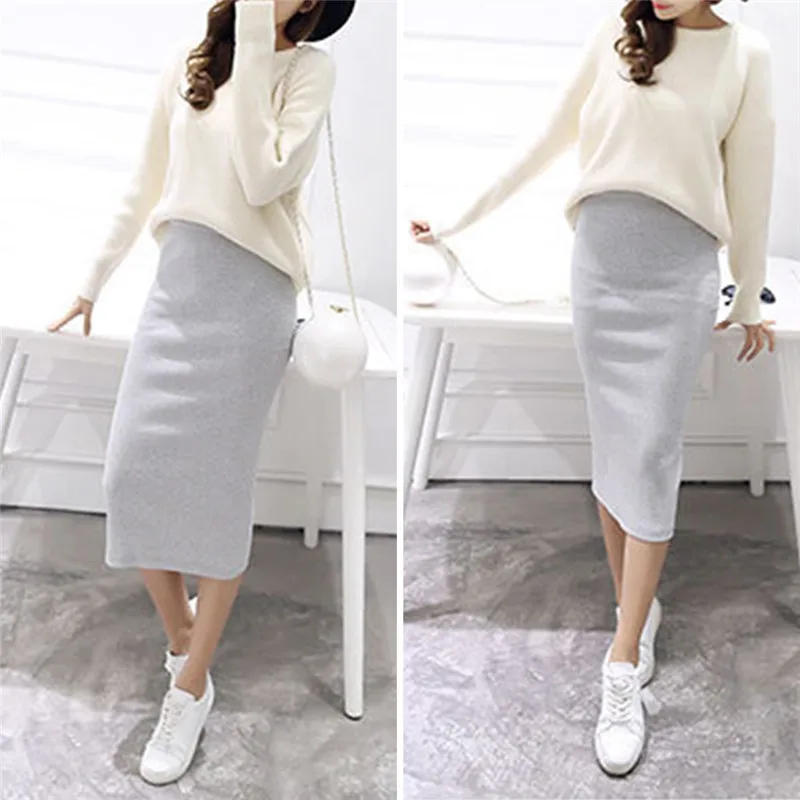 

Womens Cotton Sexy Pencil Long Skirts Ladies Split Midi Blend Solid Skirt Work Wear