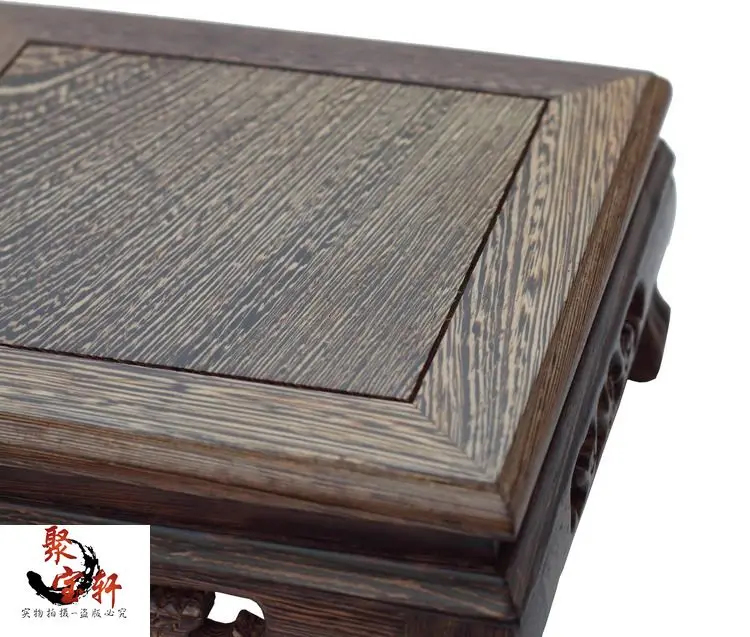 Special annatto rectangle chicken wings wood carving teapot base stone crafts antique jade vase furnishing articles