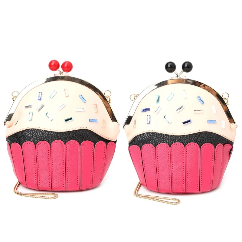 

Girl Metal Chain Strap Leather Crossbody Bags Women Small Shoulder Bag Cup Cake Handbag 2018 Fashion New THINKTHENDO