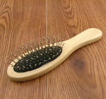

New Wooden Hair brush Pet Hair Brush with Metal Pins Message Hair Comb with Air Cushion 15.5*4.5*3.5cm S10
