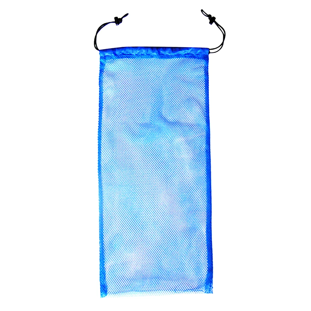 Blue Drawstring Scuba Diving Surfing Snorkeling Mesh Bag Gear Equipment Storage Carry Sack 50 x 23.5 cm