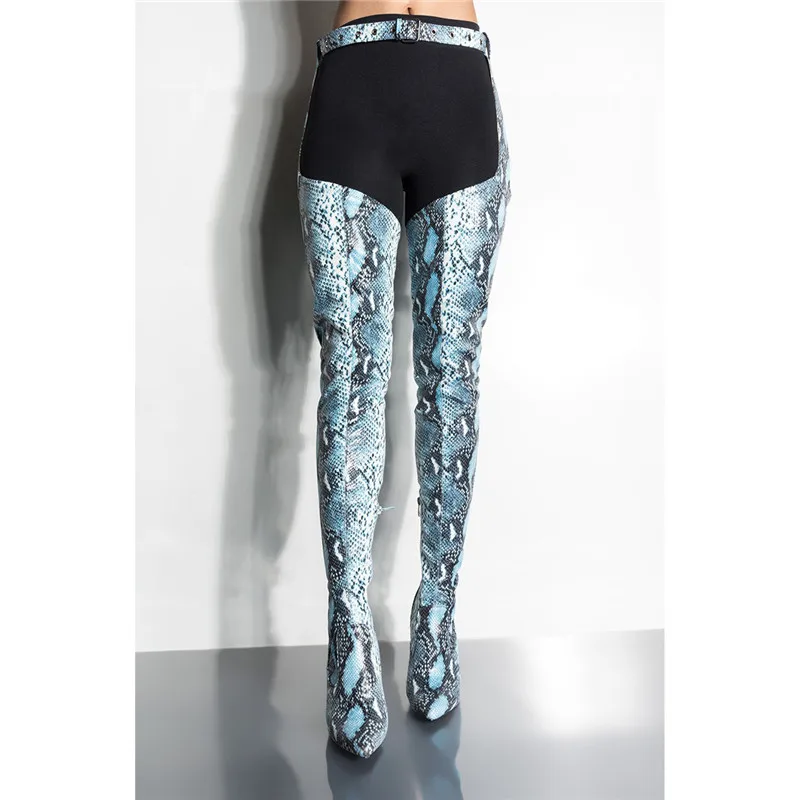 Bout Python Boucle Dames Talons Ceinture Cuissardes Sexy As Imprimé Sur Chaussures Bottes Femmes Pic Taille Mujer 2019 Genou Serpent Pointu 8OknP0w
