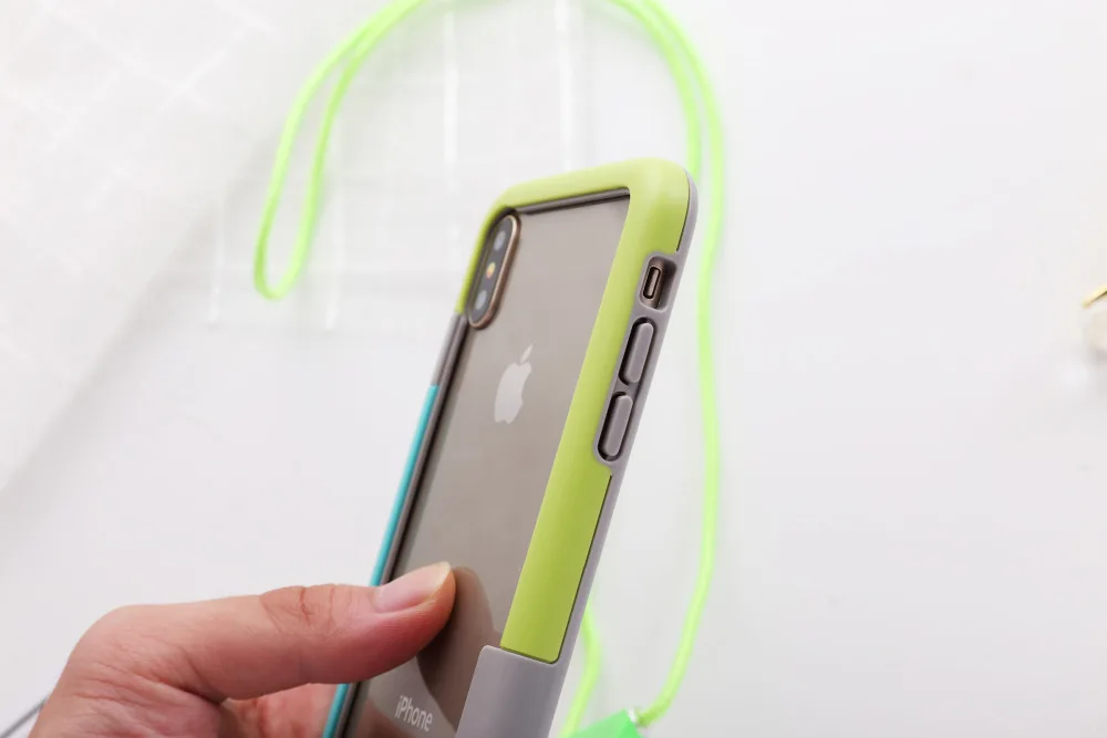 Wolnutt абсолютно контрастный цвет Мягкий ТПУ+ пластик Би Цвет в горошек рамка чехол для телефона Apple IPhone X с шнуром