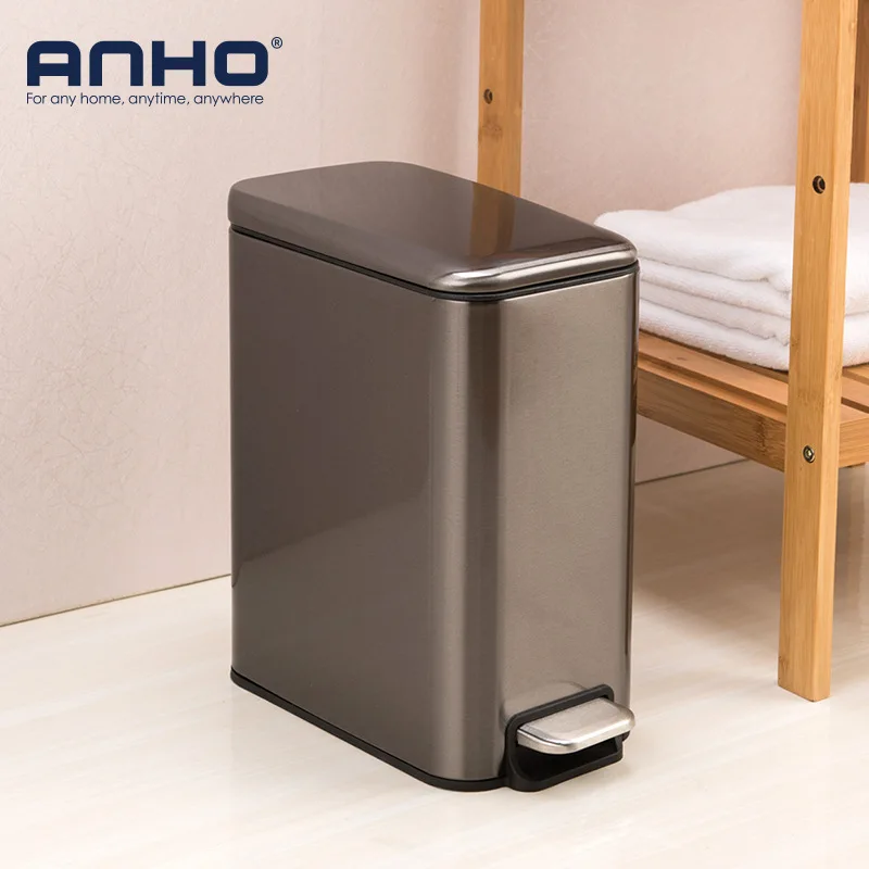 

Stainless steel rectangular household foot trash can