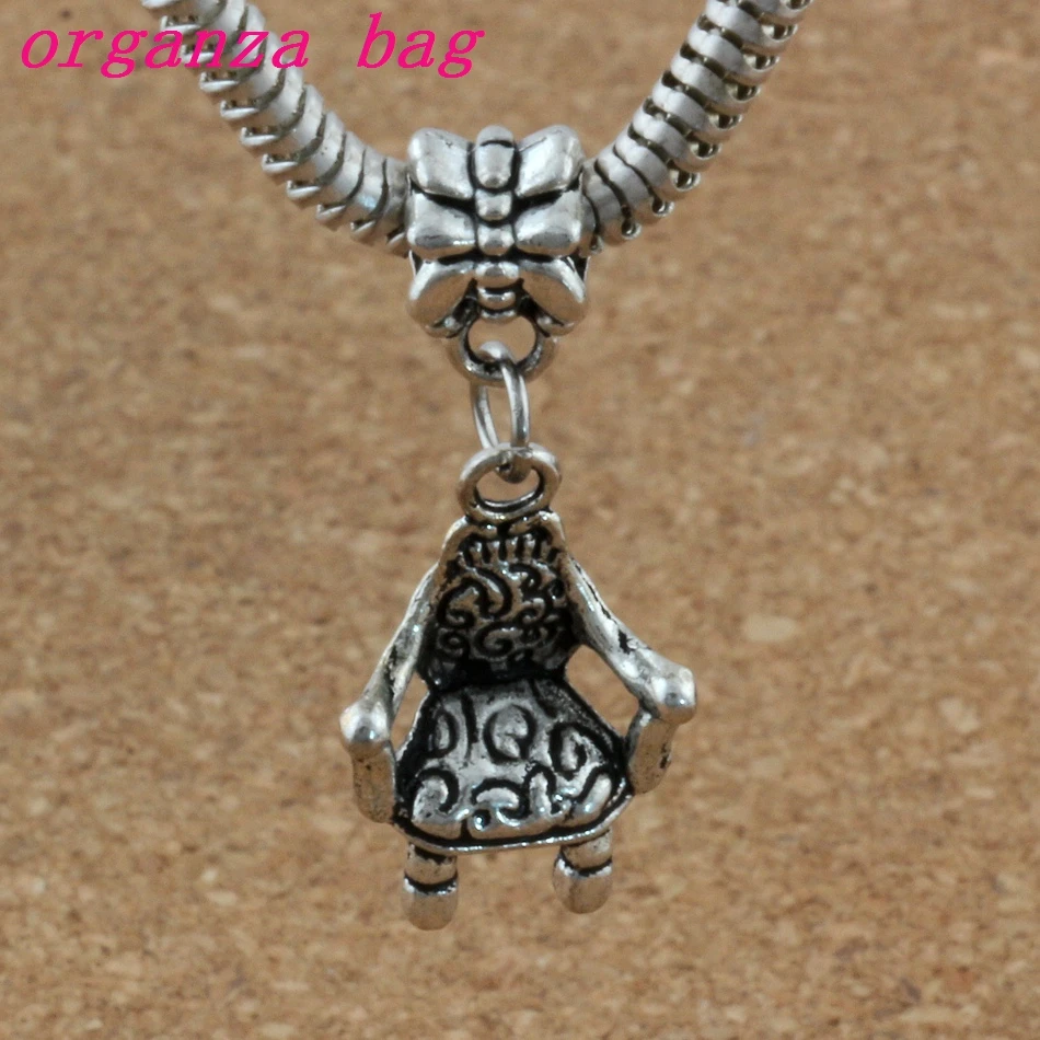 100pcs/lot Antiqued Silver Alloy Chair Sofa Charm Big Hole Bead Fit Charm Bracelet Jewelry 13.5x 32.5mm A-181a
