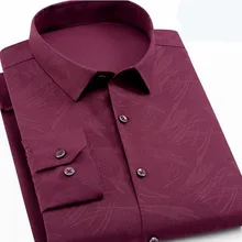 Модные мужские рубашки с длинными рукавами и отложным воротником с принтом Добби, официальная деловая одежда зауженного покроя, хлопковые рубашки высокого качества