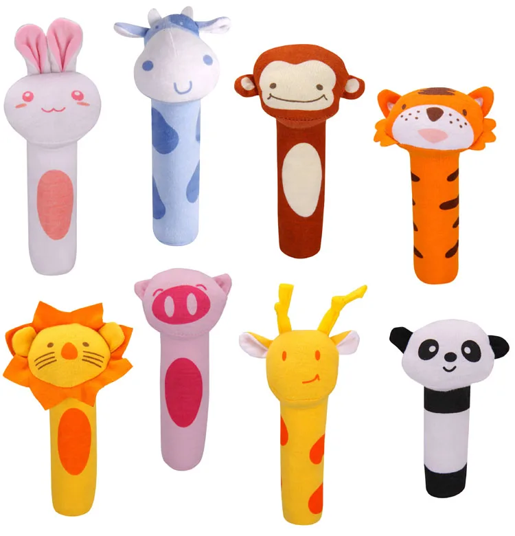 

Toddler Toys Baby Rattles Mobile BB Bar BiBi Stick Soft Plush Doll Crib Bed Hanging Animal Panda Tiger Lion Rabbit Sounding Doll