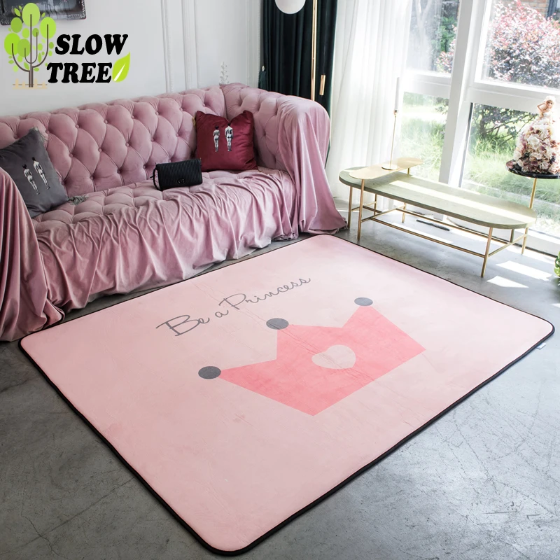 

Slow Tree Nordic Colorful Living Room Carpet Pink Home Bedroom Area Rug 140x190cm Non-slip Picnic Baby Climbing Mat Washable
