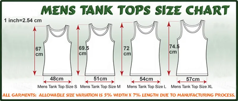 Mens Tank Top Size Chart