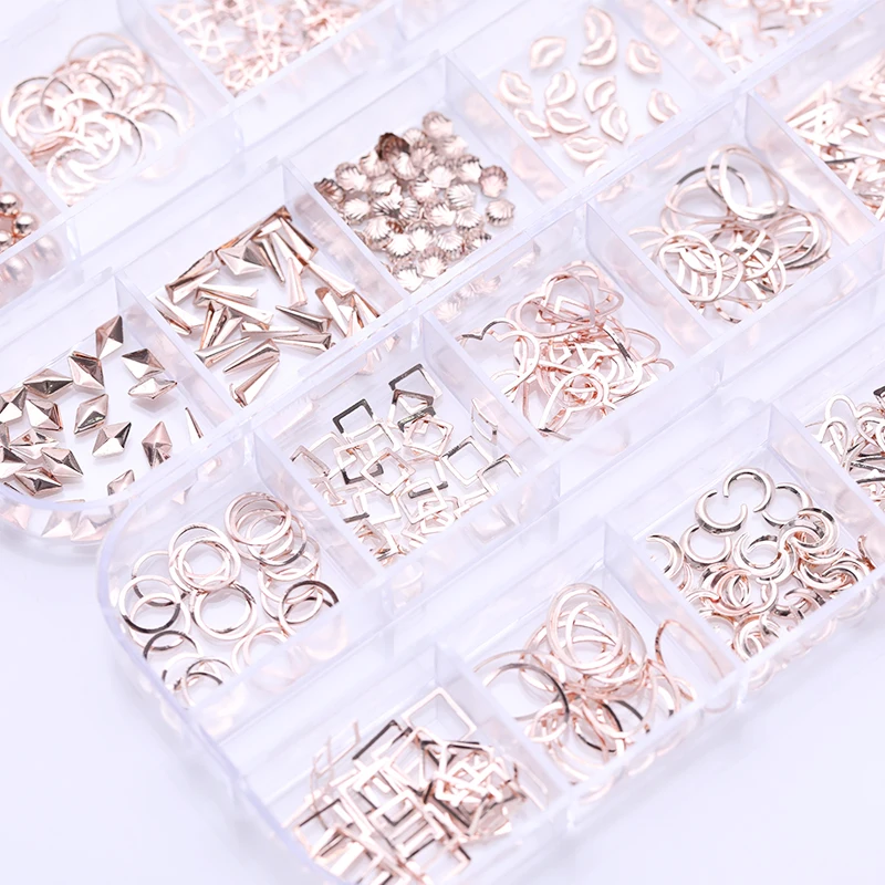 1 Box AB Color Nail Art Rhinestone Gold Silver Clear Flat Bottom Multi-size Dried Flowers Manicure DIY Nail Art 3D Decoration