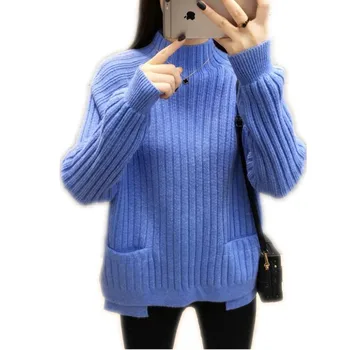 

Plus Size 3XL 2019 Women Winter Sweater Female Long Sleeve Autumn Knitted Tops Jumper Half-Neck Warm Thick Sweater Mujer CQ2777