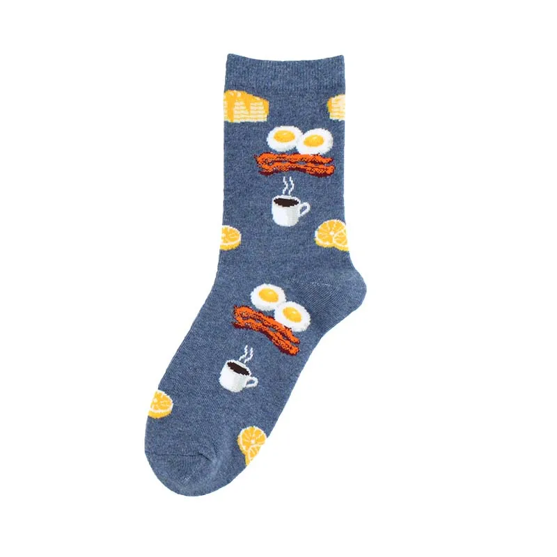 [COSPLACOOL] Смешные носки Харадзюку еда Кофе яйца милые носки для женщин Divertidos Skarpetki креативный Мопс Sokken Chaussette Femme