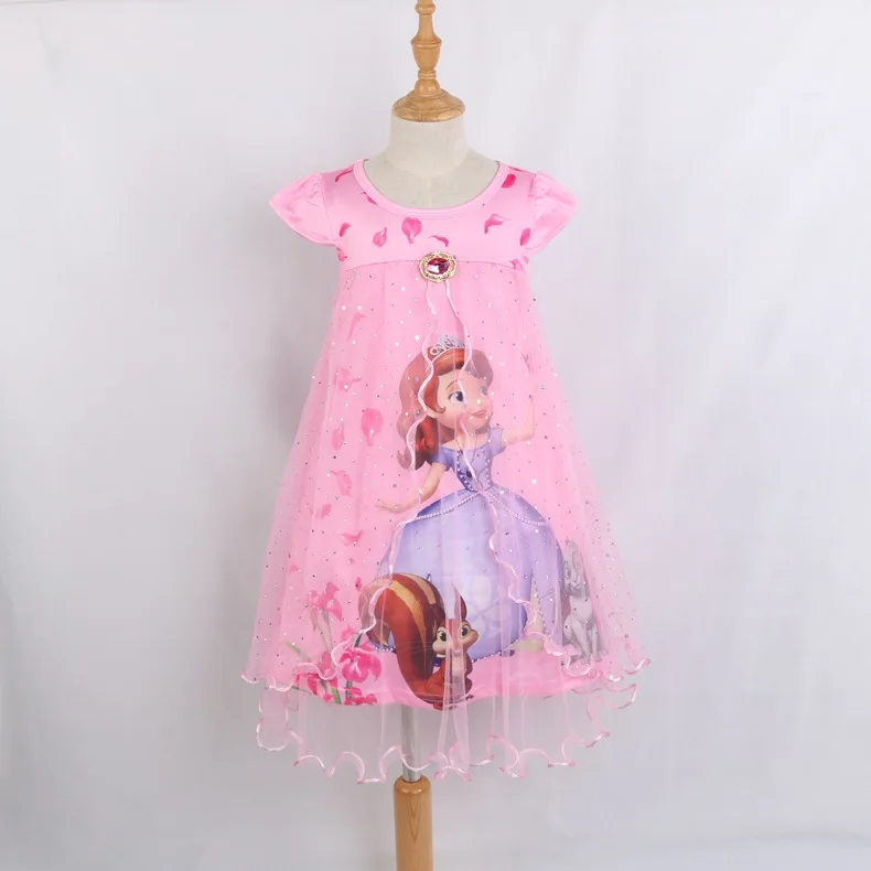 

2 Color Girl Dress Sofia the First Princess Kids Clothes For Girl Lace Dress 3-7 Years Old Girls Summer Clothes