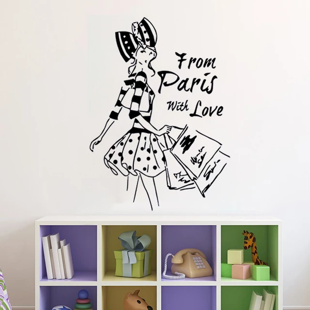 Vinyl Wall Decals Fashion Shopping Women Sticker Home Decorative Wall Stickers Bedroom Studio