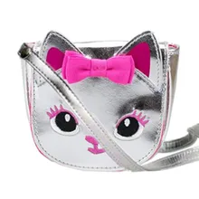 Милый Кот бантик для головы серебряный черный из искусственной кожи мини маленькая сумка через плечо сумки через плечо для девочек Детские аксессуары