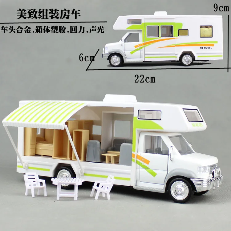 

Electric Scale Car Models Die-cast Toys for Children mkd3 1:28 auto Vehicle RV Touring Car Sound Light DIY Furniture