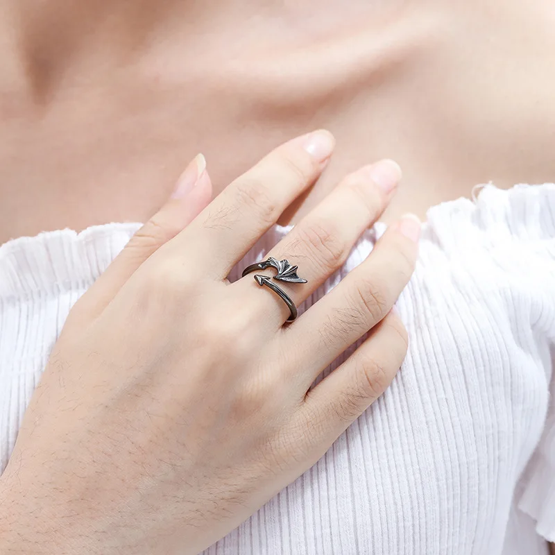 DreamySky Настоящее чистое 925 пробы серебро Демон кольца крылья для женщин палец кольцо красивые ювелирные изделия Прямая поставка