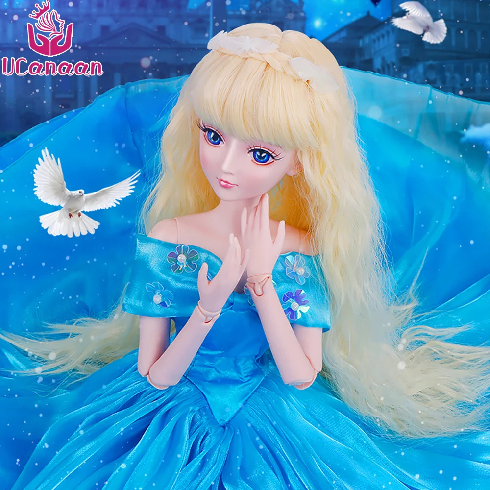 

Ucanaan 1/3 Large BJD/SD Doll Model Reborn Girls High Quality Toys Make Up Blue Dress Princess Jointed Rotated Doll For Girls